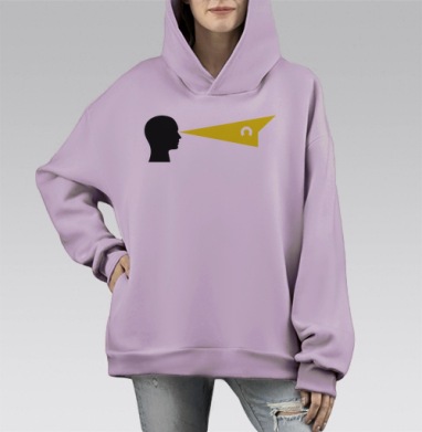 Наблюдатель, Hoodie Mono Fiolet, оверсайз, утепленная
