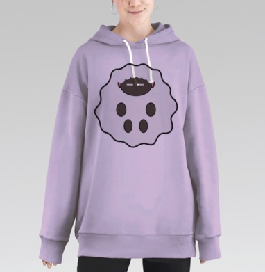 Настороженная овечка в белом окружении овечка в белом окружении, Hoodie Long Oversize Fiolet