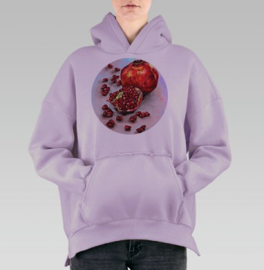 Натуральный спелый гранат сочные зерна красный насыщенный, Hoodie Oversize Fiolet, утепленная