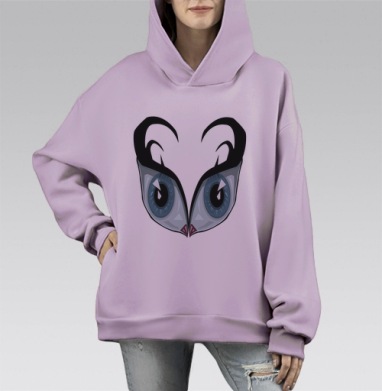 Небесный взгляд, Hoodie Mono Fiolet, оверсайз, утепленная