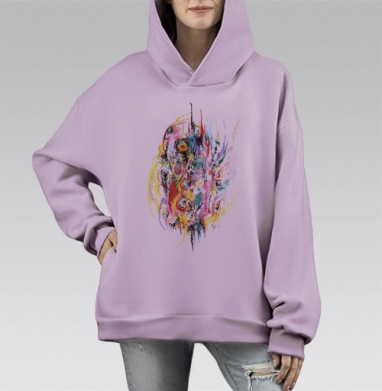 Нечто, смотрящее на тебя, Hoodie Mono Fiolet, оверсайз, утепленная