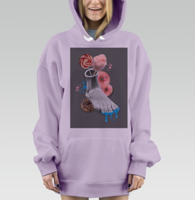 Нога статуи на темном, Hoodie Mjhigh Dig Mel, Fiolet, утепленная