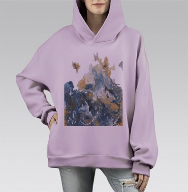 Норвежское море, Hoodie Mono Fiolet, оверсайз, утепленная