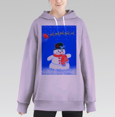 Новогодний снеговик, Hoodie Long Oversize Fiolet