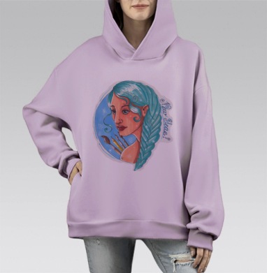 Новый год художника, Hoodie Mono Fiolet, оверсайз, утепленная