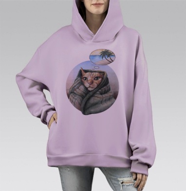 Ноябрь, Hoodie Mono Fiolet, оверсайз, утепленная