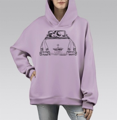 Нуарный закат, Hoodie Mono Fiolet, оверсайз, утепленная