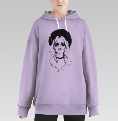 Очки, шляпа, чокер, Hoodie Long Oversize Fiolet
