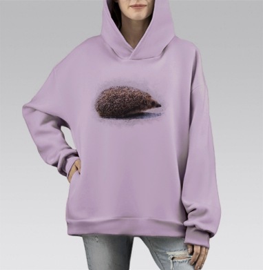 Одинокий ёж, Hoodie Mono Fiolet, оверсайз, утепленная