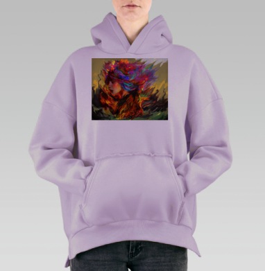 Огненная женщина страсть энергия движения, Hoodie Oversize Fiolet, утепленная