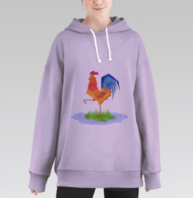 Огненный Петух зимой, Hoodie Long Oversize Fiolet