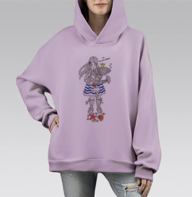 Ок, Золотая рыбка, Hoodie Mono Fiolet, оверсайз, утепленная