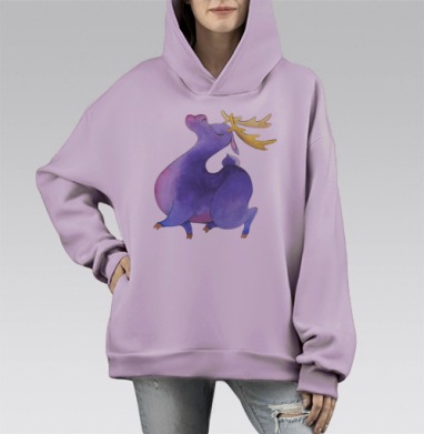 Олень де Лон, Hoodie Mono Fiolet, оверсайз, утепленная