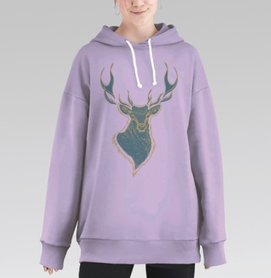 Олень огненные рога, Hoodie Long Oversize Fiolet
