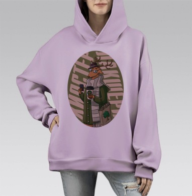 Олень хипстер, Hoodie Mono Fiolet, оверсайз, утепленная