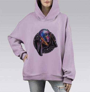 Она и космос, Hoodie Mono Fiolet, оверсайз, утепленная