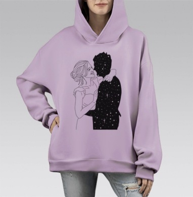 Она полюбила космос, Hoodie Mono Fiolet, оверсайз, утепленная
