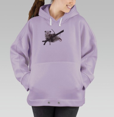 Опоссум на ветке пушистая жопа, Hoodie Oversize Fiolet