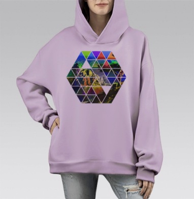 Опять абстрактная природа, Hoodie Mono Fiolet, оверсайз, утепленная