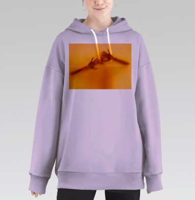 Оранжевое взаимодействие рук через барьер, Hoodie Long Oversize Fiolet