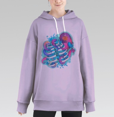 Осьминог и ребра, Hoodie Long Oversize Fiolet