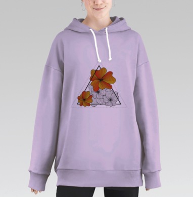 Осенние оранжевые цветы, Hoodie Long Oversize Fiolet