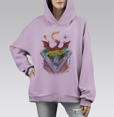 Открытое воображение, Hoodie Mono Fiolet, оверсайз, утепленная