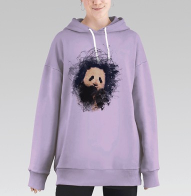 Панда с интересом в цифровом минимализме панда минимализм, Hoodie Long Oversize Fiolet