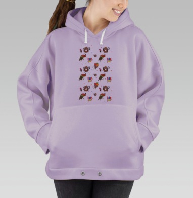 Паттерн из мороженного и десертов, Hoodie Oversize Fiolet