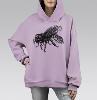 Пчела, Hoodie Mono Fiolet, оверсайз, утепленная