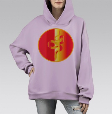 Перелив змеи, Hoodie Mono Fiolet, оверсайз, утепленная