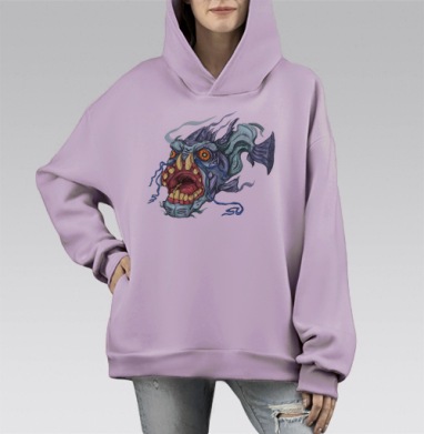 Первая, Hoodie Mono Fiolet, оверсайз, утепленная