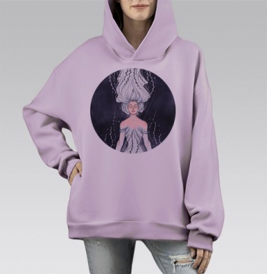 Песня моря, Hoodie Mono Fiolet, оверсайз, утепленная