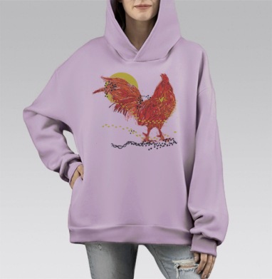 Петушинка, Hoodie Mono Fiolet, оверсайз, утепленная