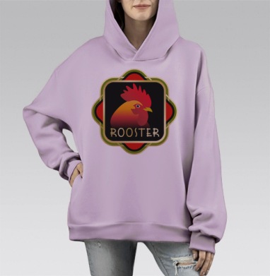 Петух. Символ наступающего года., Hoodie Mono Fiolet, оверсайз, утепленная