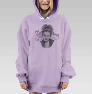 Портрет девушки с надписью Большая длинная теория Дженни Jenny, Hoodie Mjhigh Dig Mel, Fiolet, утепленная