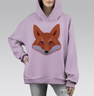 Портрет лиса, Hoodie Mono Fiolet, оверсайз, утепленная