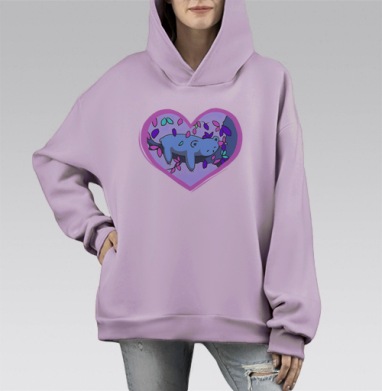 Поспать, Hoodie Mono Fiolet, оверсайз, утепленная