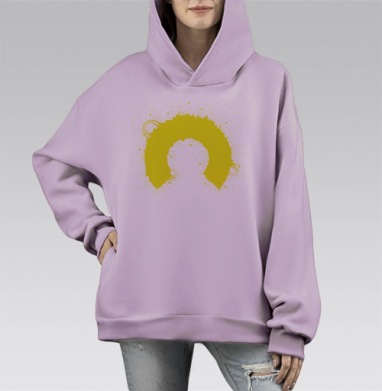 Power of sun / Сила солнца, Hoodie Mono Fiolet, оверсайз, утепленная