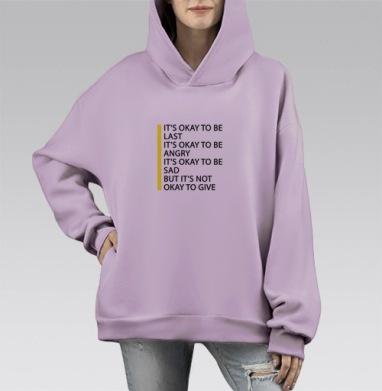 Принятие эмоций стойкость быть такими, Hoodie Mono Fiolet, оверсайз, утепленная