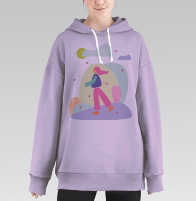 Прогулка зимой, Hoodie Long Oversize Fiolet