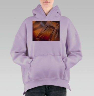 Прозрачный стеклянный сосуд с игрой света и теплоты сцены, Hoodie Oversize Fiolet, утепленная