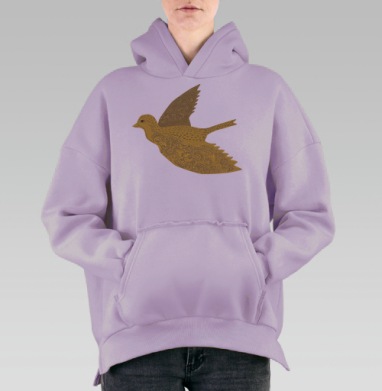 Птица Счастья Русский Орнамент В Иллюстрации, Hoodie Oversize Fiolet, утепленная
