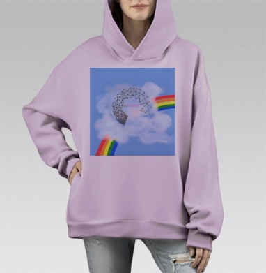 Радуга цвета, Hoodie Mono Fiolet, оверсайз, утепленная