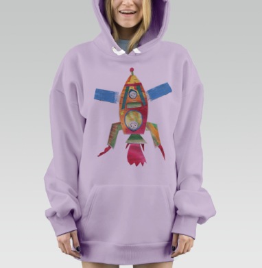 Ракета коллаж, Hoodie Mjhigh Dig Mel, Fiolet, утепленная