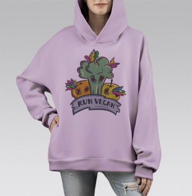 Ран Веган, Hoodie Mono Fiolet, оверсайз, утепленная