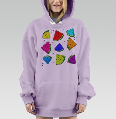 Разноцветные дольки арбуза летнее настроение яркое веселье, Hoodie Mjhigh Dig Mel, Fiolet, утепленная