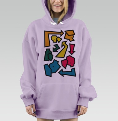 Разноцветные стрелки направления с черной обводкой, Hoodie Mjhigh Dig Mel, Fiolet, утепленная