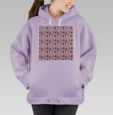 Разнообразные красные и зеленые перцы на бежевом фоне, Hoodie Oversize Fiolet
