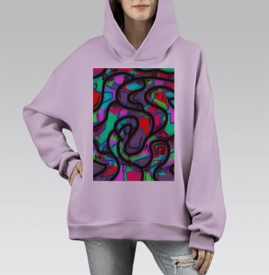 Река красок, Hoodie Mono Fiolet, оверсайз, утепленная